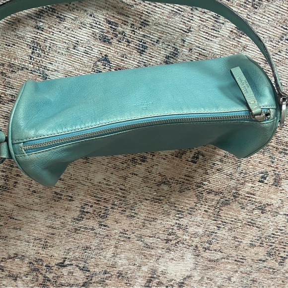 🛑SOLD Kate Spade Vintage 90s Y2K Aqua Leather Barrel Shoulder Bag - Picture 10 of 12